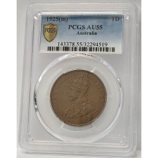 AUSTRALIA 1925 . ONE 1 PENNY . PCGS AU55